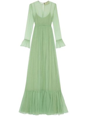 Gucci silk chiffon maxi dress - Green