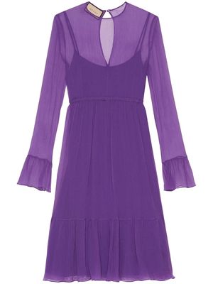 Gucci silk chiffon midi dress - Purple