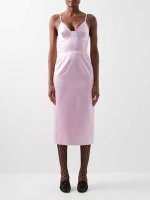 Gucci - Silk-duchesse Silk-satin Midi Dress - Womens - Light Pink
