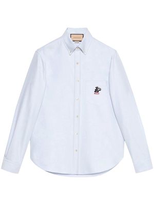 Gucci skunk-embroidered cotton shirt - Blue