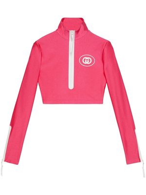 Gucci Sparkling jersey zip-up top - Pink