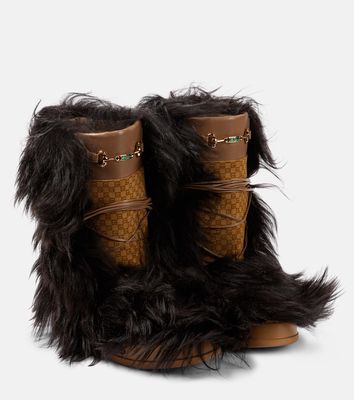 Gucci Square G fur-trimmed snow boots
