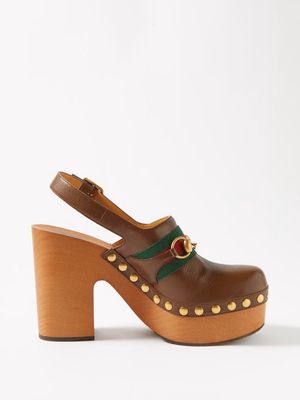 Gucci - Stann Horsebit Leather Clogs - Womens - Brown