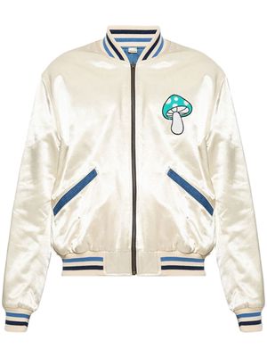 Gucci stripe-detailing satin-finish bomber jacket - White