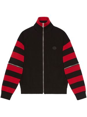 Gucci stripe-sleeve cotton bomber jacket - Black