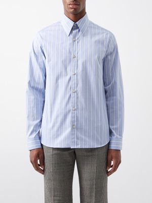 Gucci - Striped Cotton-poplin Oxford Shirt - Mens - Light Blue