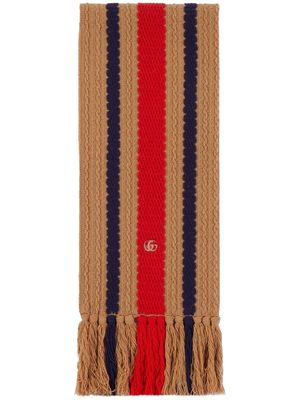 Gucci striped knit wool scarf - Brown