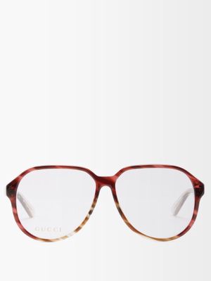 Gucci - Teardrop Acetate Glasses - Mens - Brown