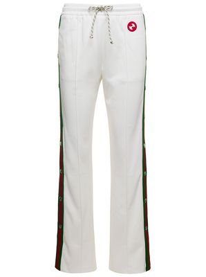 Gucci tennis Club White Jogger Pants With Snap Buttons And Web Detail In Tech Jersey Woman