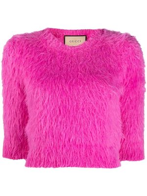 Gucci three-quarter sleeve cropped jumper - Pink