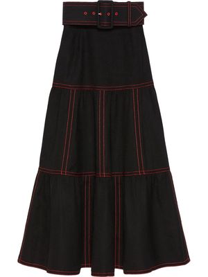 Gucci top-stitch midi skirt - Black