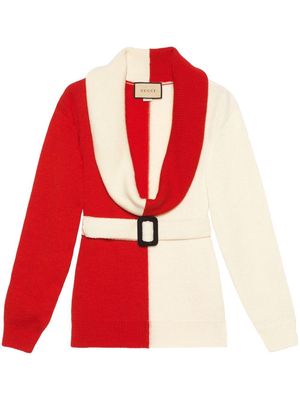 Gucci two-tone belted jumper - Red