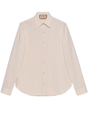 Gucci washed striped long-sleeve shirt - Neutrals