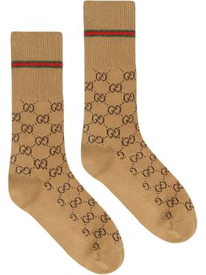 Gucci Web-detail GG socks - Brown