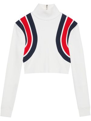 Gucci Web knitted cropped top - White