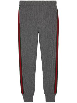 Gucci Web-stripe cashmere track pants - Grey