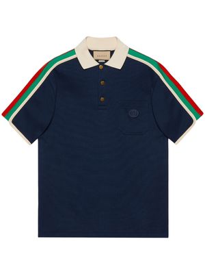 Gucci Web-stripe cotton polo shirt - Blue