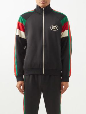 Gucci - Web Stripe Neoprene And Jersey Track Jacket - Mens - Black