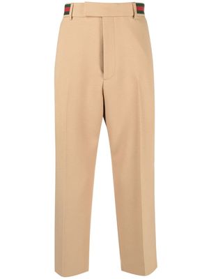Gucci Web-stripe trim cropped trousers - Neutrals