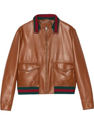 Gucci Web-Stripe trim zip-fastening jacket - Brown
