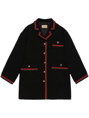 Gucci Web-stripe tweed coat - Black