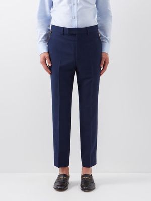 Gucci - Web-stripe Wool-blend Trousers - Mens - Blue Multi
