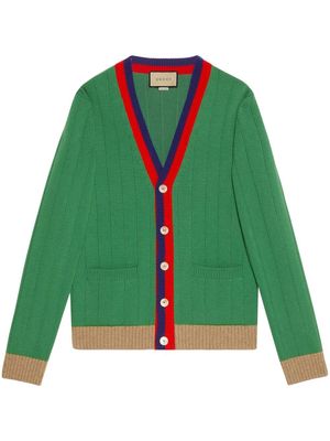 Gucci Web-stripe wool cardigan - Green