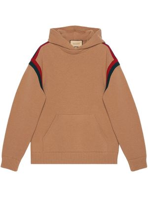 Gucci Web-Stripe wool hoodie - Neutrals