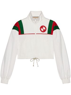 Gucci Web-stripe zipped cropped jacket - White