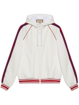 Gucci Web stripe zipped hoodie - White