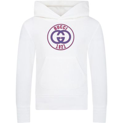 Gucci White Sweatshirt For Boy With Double G