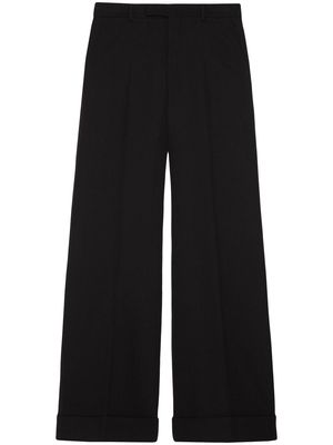Gucci wide-leg gabardine trousers - Black