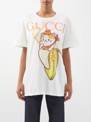 Gucci - X Bananya Cotton-jersey T-shirt - Womens - White Multi