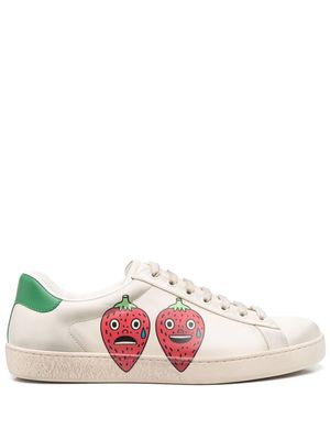 Gucci x Off-white New Ace graphic-print sneakers - Neutrals
