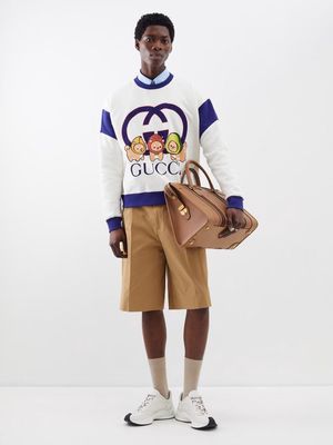 Gucci - X Pikarar Kawaii-print Cotton Sweatshirt - Mens - White Multi