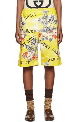 Gucci Yellow Printed Shorts