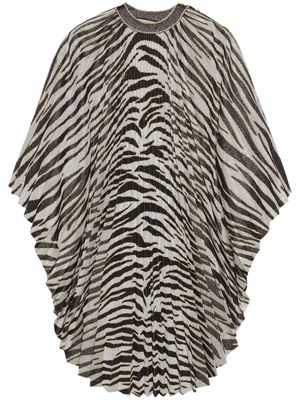 Gucci zebra-print pleated blouse - 1085 Silver