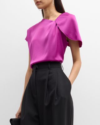 Guelfo Pleated Layered Satin Blouse