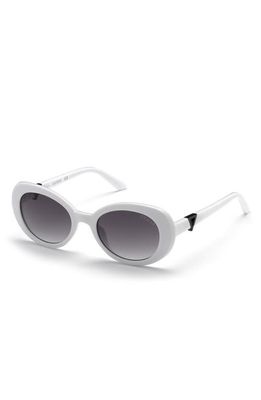 GUESS 51mm Tinted Gradient Oval Sunglasses in White /Gradient Smoke