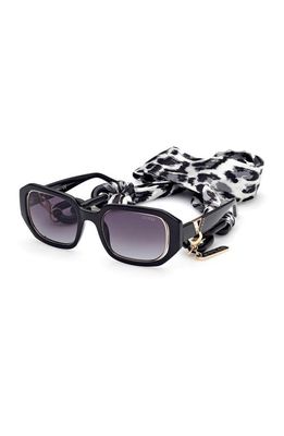 GUESS 53mm Geometric Sunglasses in Shiny Black /Gradient Smoke