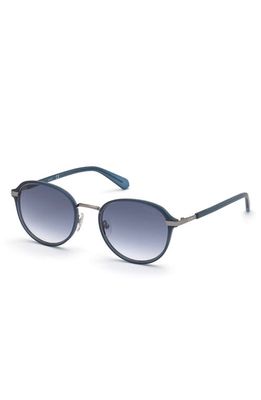 GUESS 53mm Gradient Round Sunglasses in Matte Blue /Gradient Blue