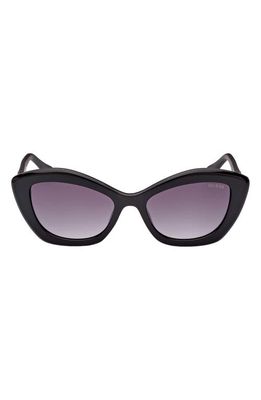 GUESS 54mm Gradient Cat Eye Sunglasses in Shiny Black /Gradient Smoke