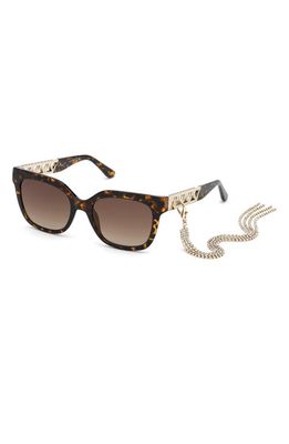 GUESS 54mm Gradient Square Sunglasses in Dark Havana /Gradient Brown