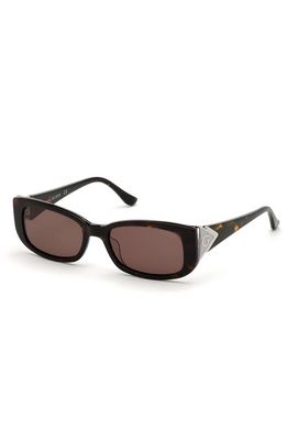 GUESS 54mm Rectangular Sunglasses in Havana/Other /Brown