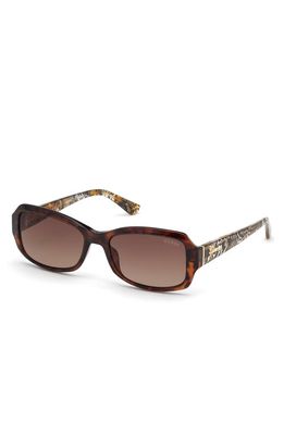 GUESS 55mm Gradient Rectangular Sunglasses in Dark Havana /Gradient Brown