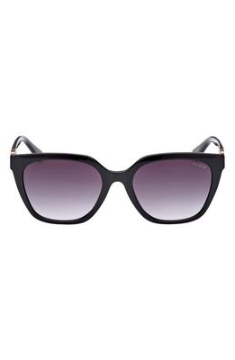 GUESS 55mm Gradient Square Sunglasses in Shiny Black /Gradient Smoke