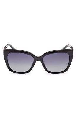 GUESS 55mm Polarized Square Sunglasses in Shiny Black /Smoke