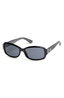 GUESS 55mm Rectangular Sunglasses in Shiny Black /Smoke