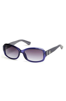 GUESS 55mm Rectangular Sunglasses in Shiny Blue /Smoke Mirror