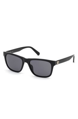 GUESS 55mm Square Sunglasses in Shiny Black /Smoke